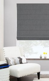 Roman Blind Gray Blockout Chain Operated